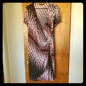 Faux wrap dress with gold ring detail